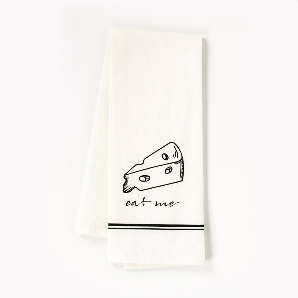 15.25x24 tea towel (ET ME) white/bk