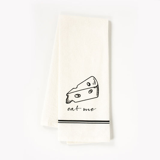 15.25x24 tea towel (ET ME) white/bk