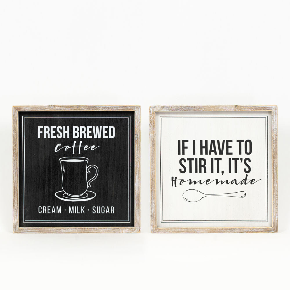 12.5" X 12.5" X 1.5" Reversible Wood Framed Sign (Homemade/Brewed) White/Black