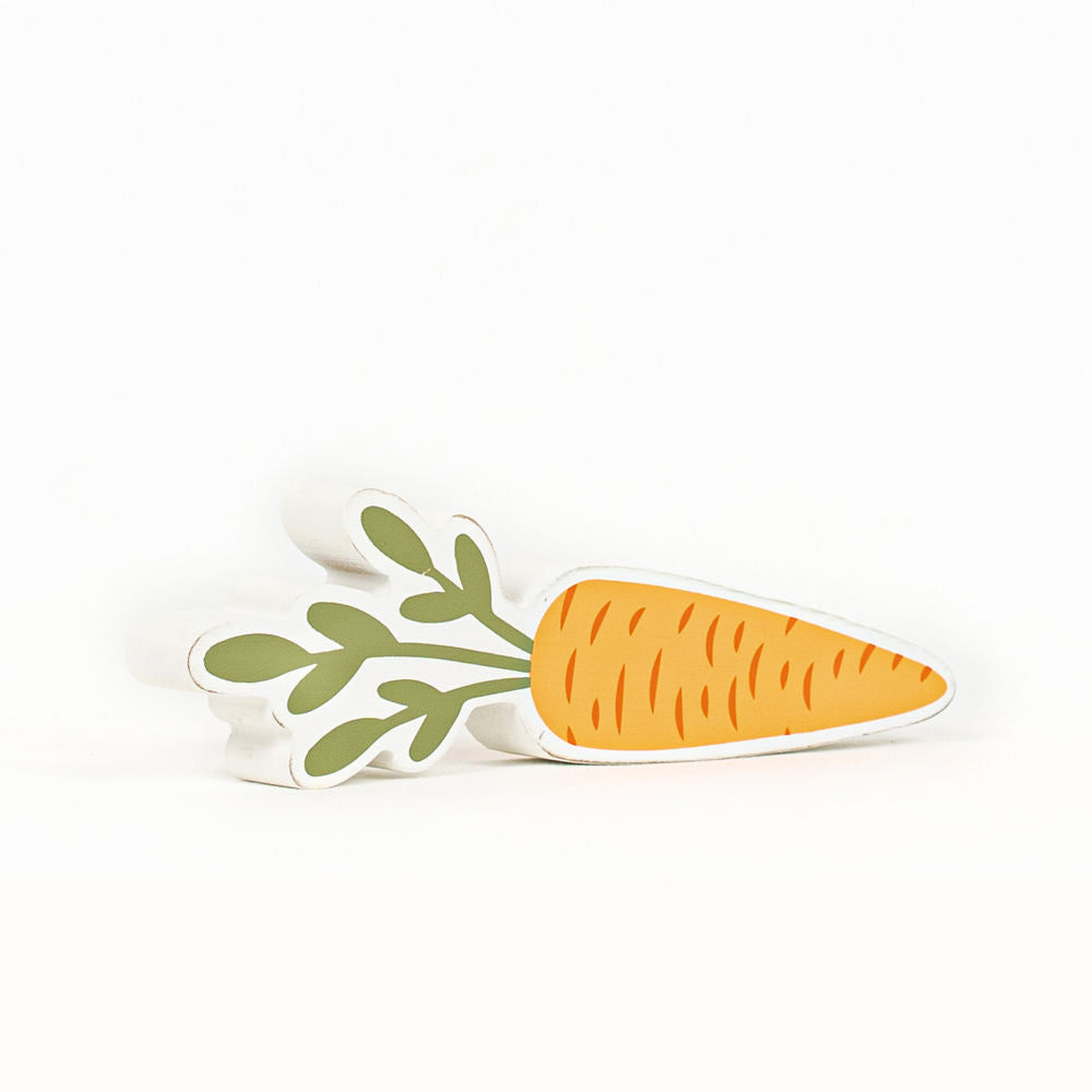 8" X 2.5" X 1" Wood Cutout (Carrot) Orange/Green/white