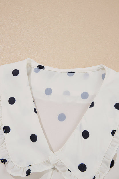 Polka Dot Frilled Collar Top