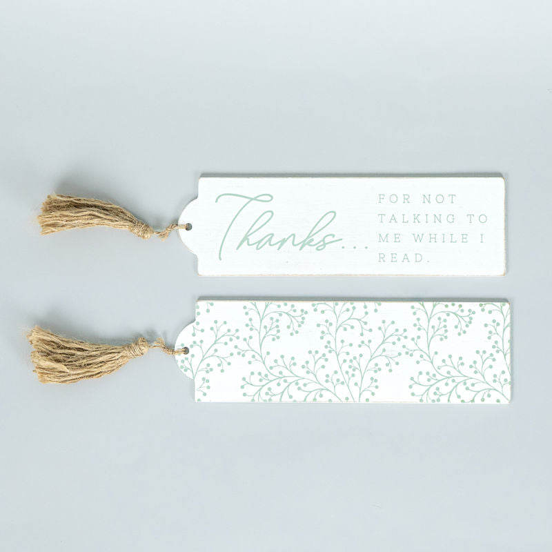 2.5x8.5x.15 reverse wood bookmark (THANKS) white/green