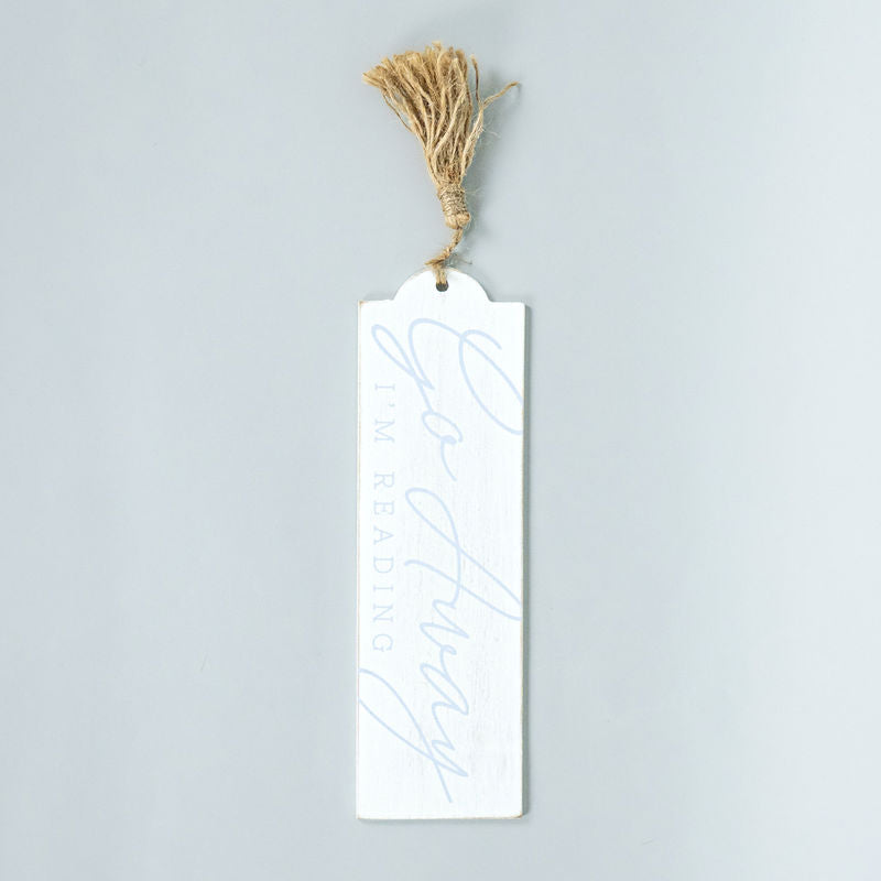 2.5x8.5x.15 reverse wood bookmark (GO AWAY) white/bl