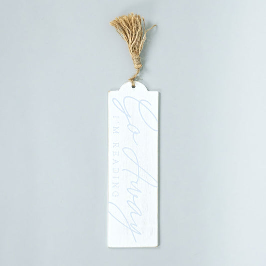 2.5x8.5x.15 reverse wood bookmark (GO AWAY) white/bl