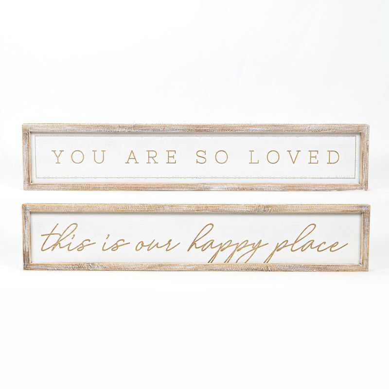 Reversible Wood Framed Sign  (Loved/Place) Natural/white