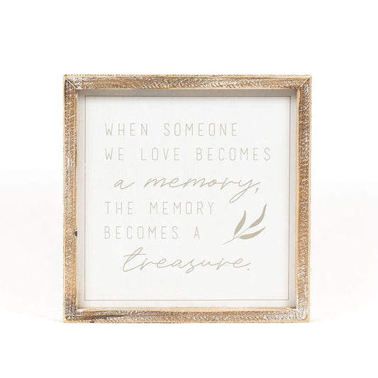 10.25" X 10.25" X 1.5" Wood Framed Sign (Treasure) White/Gray