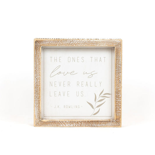 7" X 7" X 1.5" Wood Framed Sign (Leave) White/Gray