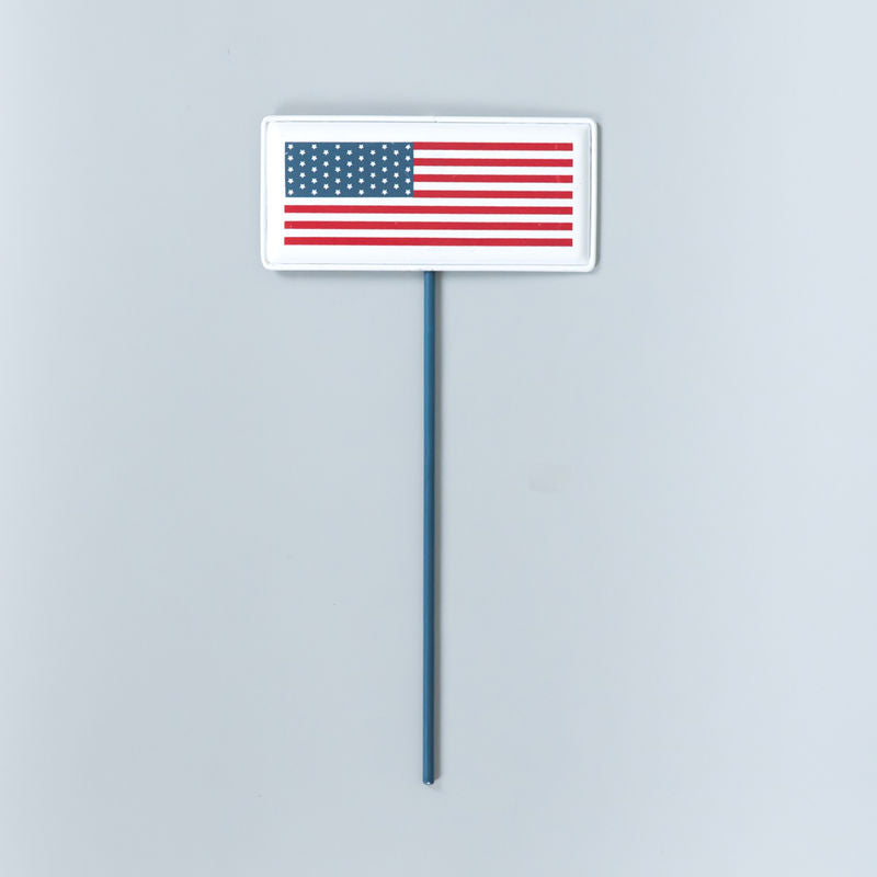 6x12.25x.25 mtl enamel pick (FLAG) white/rd/bl