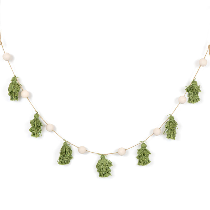 34.75x2.75x1 wd tassel garland (TREE) white/green