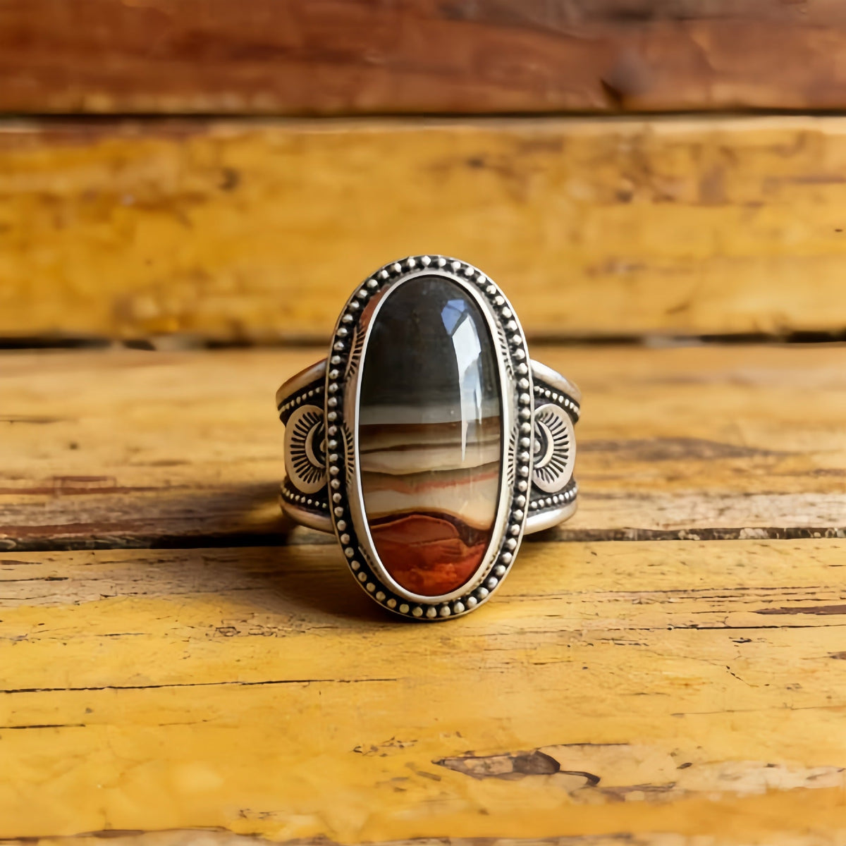 Vintage Agate-Inspired Statement Ring