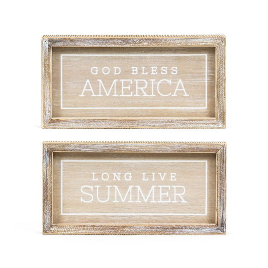 10x5x1.5 rvs wood frame sign (AMERICA/SUMMER) natural/white