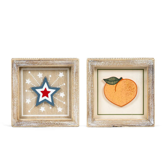 5x5x1.5 rvs wood frame sign (STAR/PEACH) multi