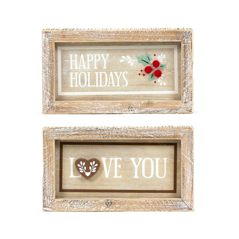 7x4x1.5 rvs wood frame sign (HAPPY/LOVE) multi