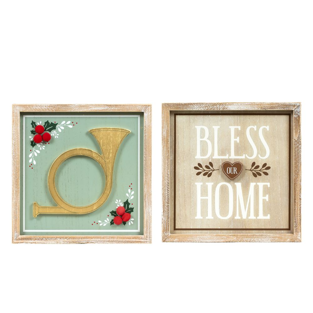 10x10x1.5 rvs wood frame sign (HORN/BLESS) multi