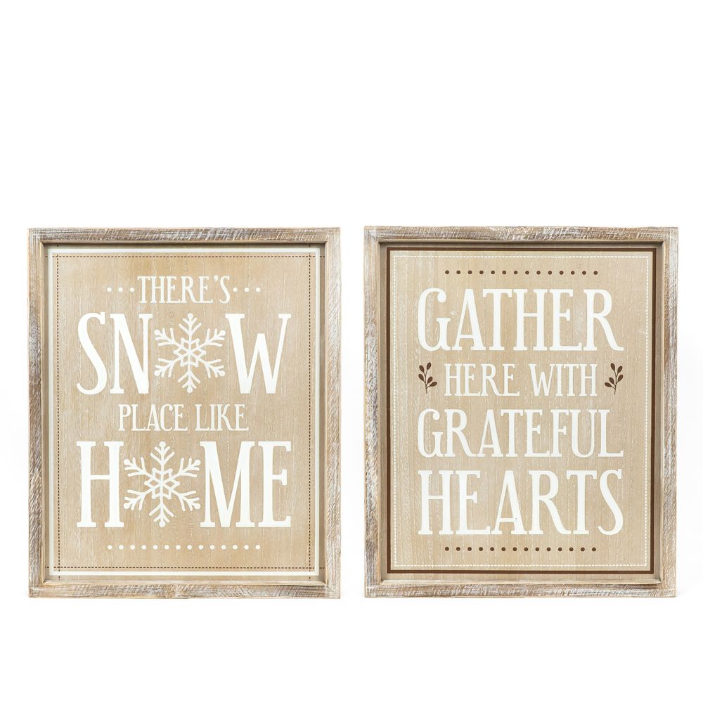 17x20x1.5 rvs wood frame sign (SNOW/GATHER) multi