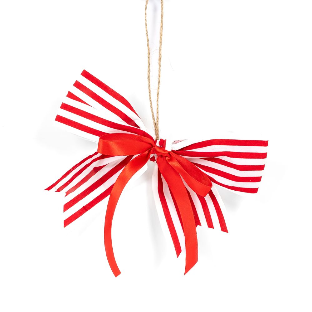 7x4x.5 ornament (BOW) rd/white