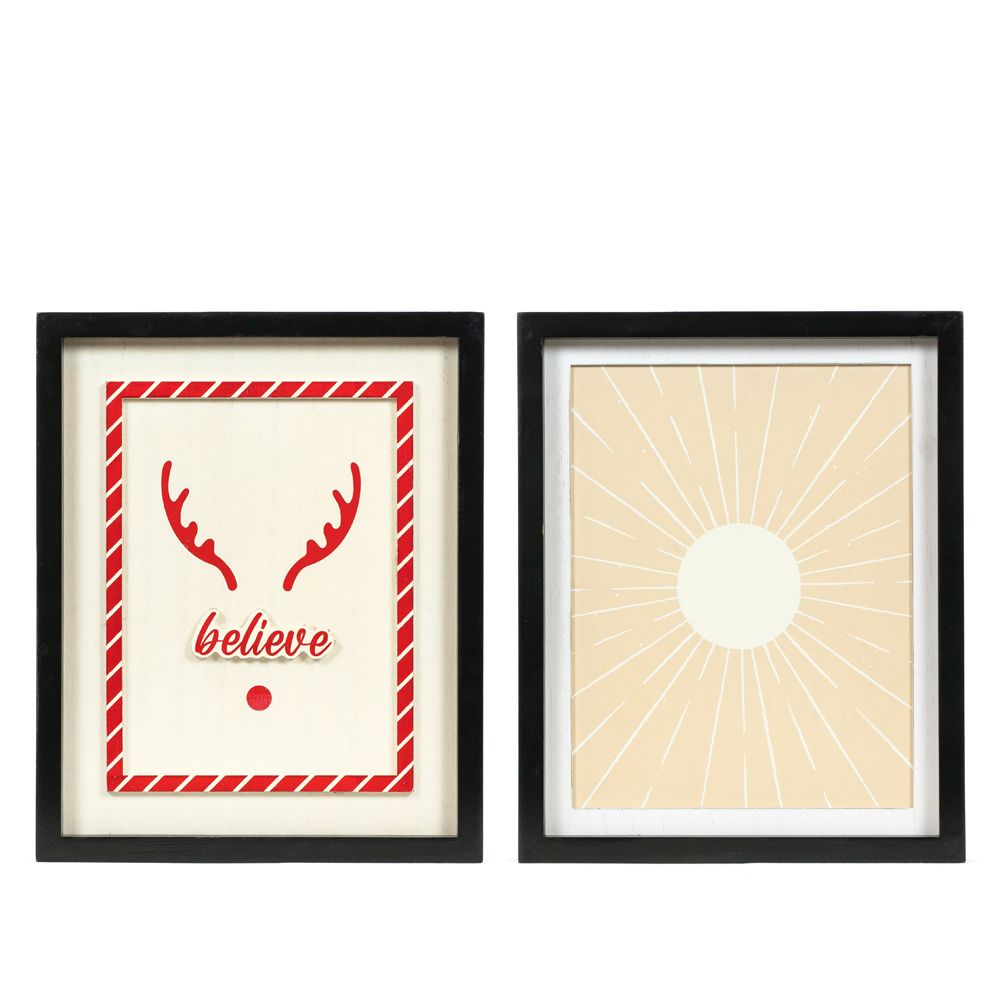 10x13x1.5 rvs wood frame sign (BELIEVE/SUN) multi