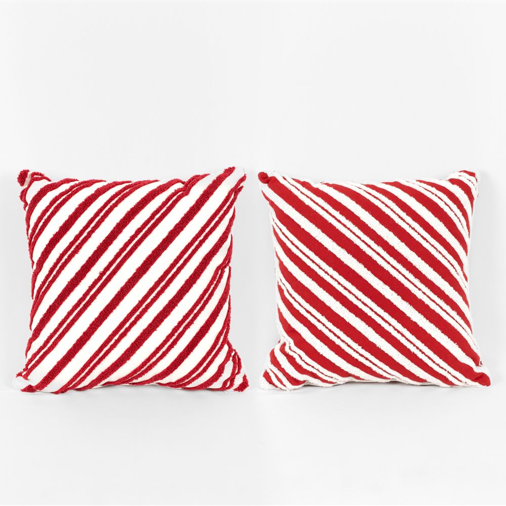 16x16x4 rvs pillow (STRIPE) rd/white