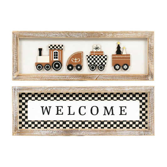 17x6x1.5 rvs wood frame sign (TRAIN/WELCOME) multi