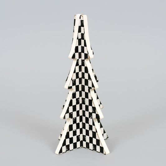 5x9x5 wood cutout tree (CHRISTMAS) bk/white