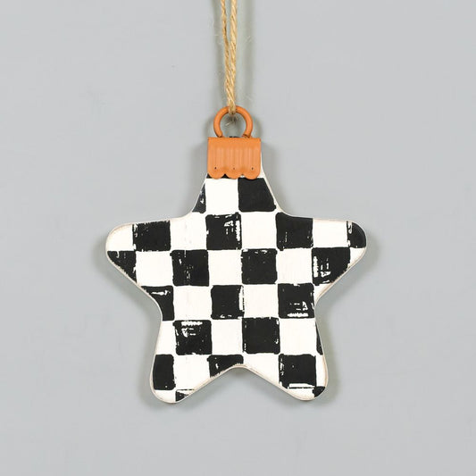 4x4x.5 wood ornament (STAR) white/bk