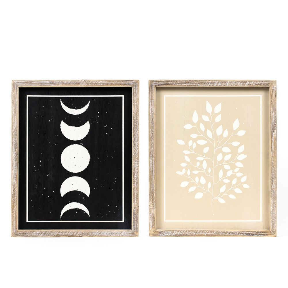 10x13x1.5 rvs wood frame sign (MOON/PLANT) multi