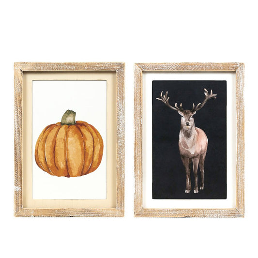 10x13x1.5 rvs wood frame sign (REINDEER/PUMPKIN) multi