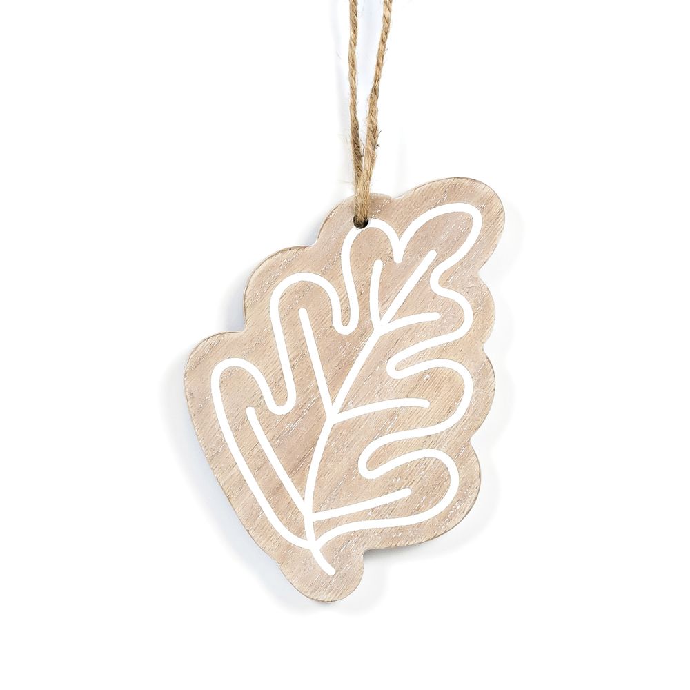 4x5x.25 wood ornament (LEAF) natural/white