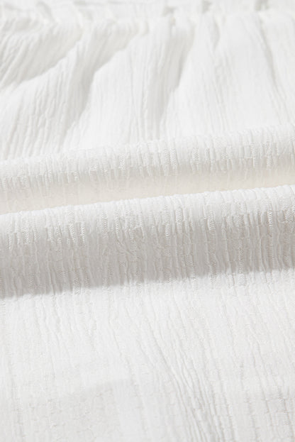 Textured Ruffle Trim V-Neck Top