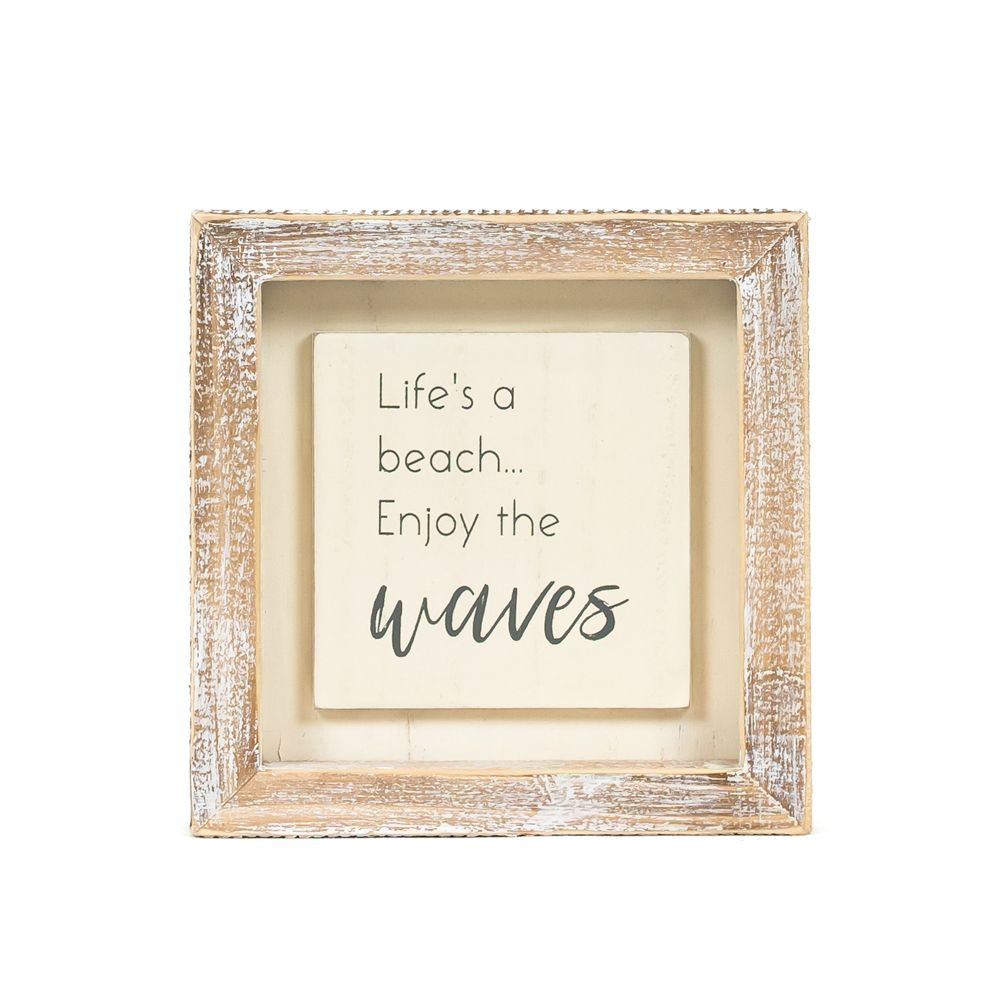 5x5x1.5 wood frame sign (WAVES) Whitegy