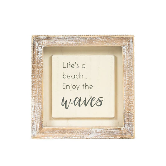 5x5x1.5 wood frame sign (WAVES) Whitegy