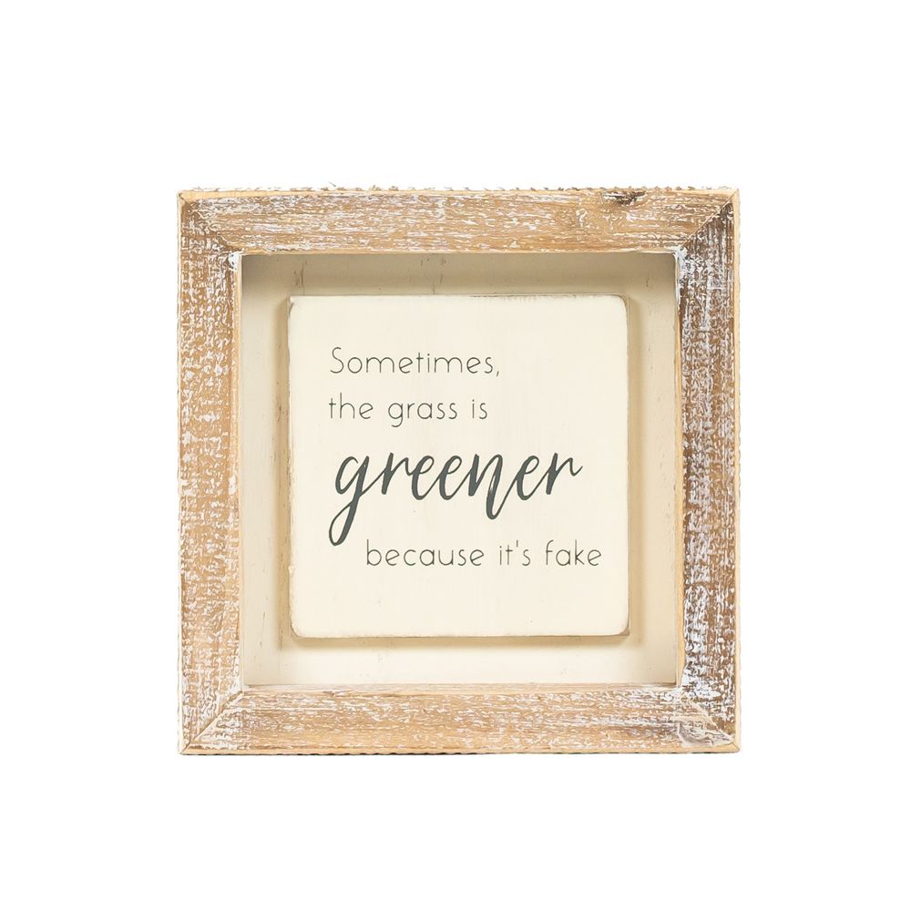 5x5x1.5 wood frame sign (GREENER) Whitegy