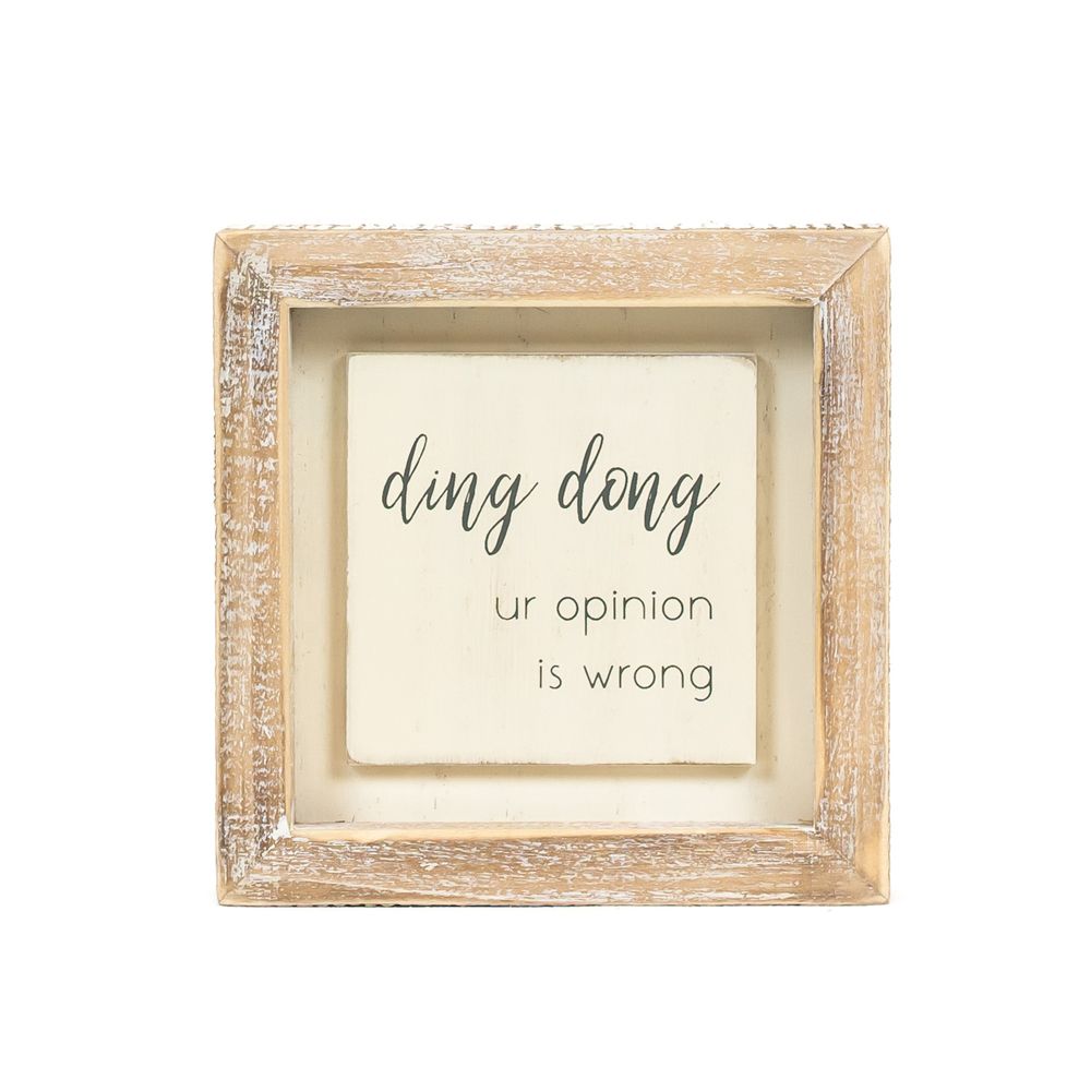 5x5x1.5 wood frame sign (DING DONG) Whitegy