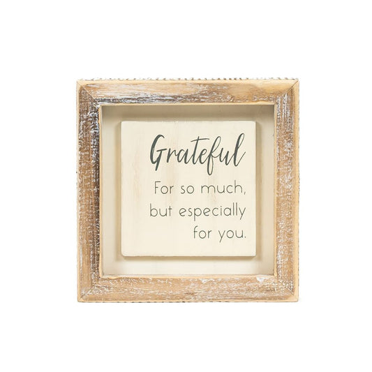 5x5x1.5 wood frame sign (GRATEFUL) Whitegy