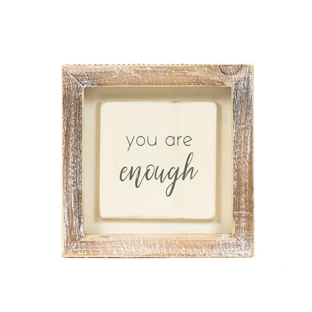 5x5x1.5 wood frame sign (ENOUGH) Whitegy