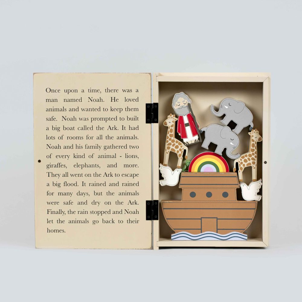 8x12x2.5 wood storybook s/9 (NOAH'S ARK) multi