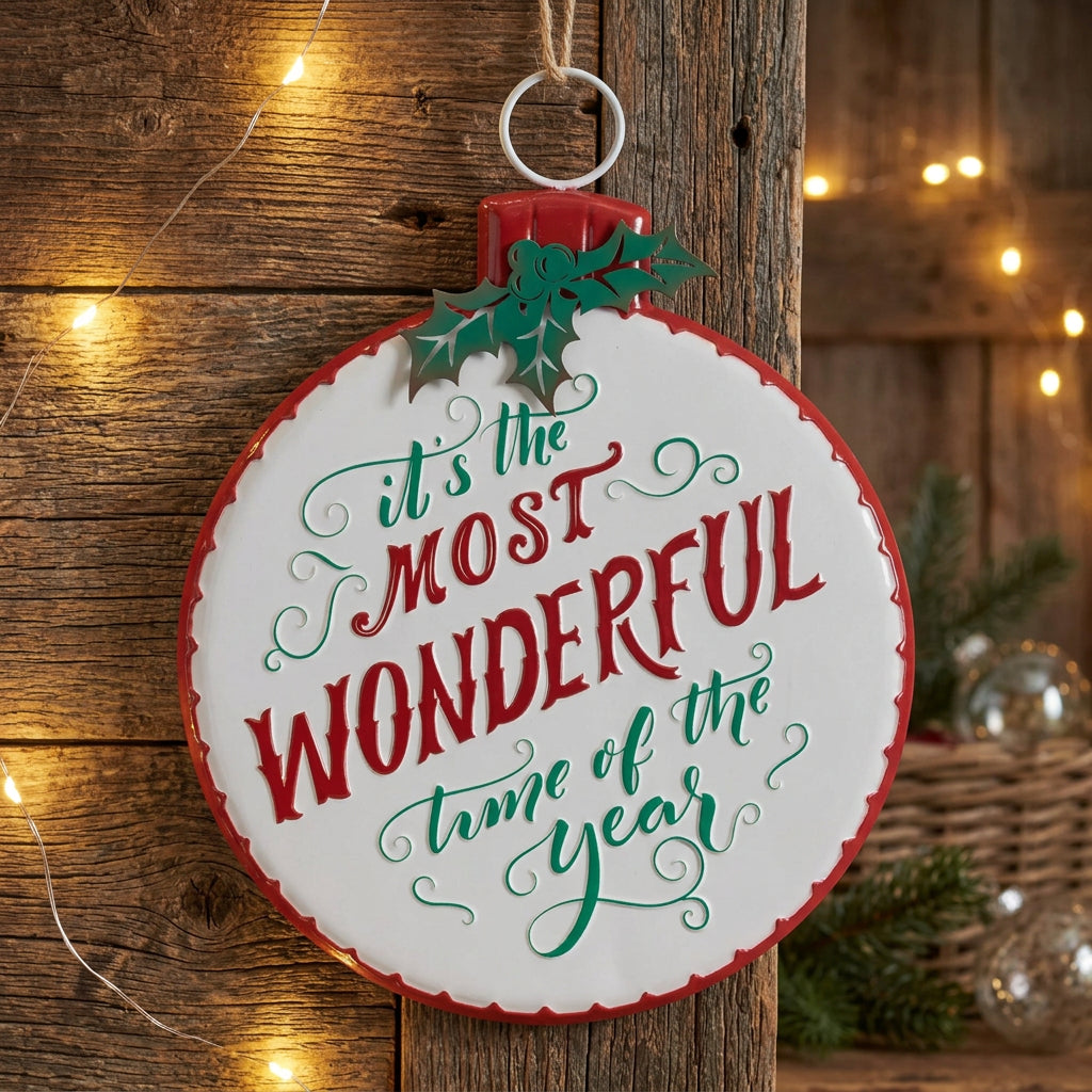 Metal Holiday Sentiment Ornament Sign 16"H