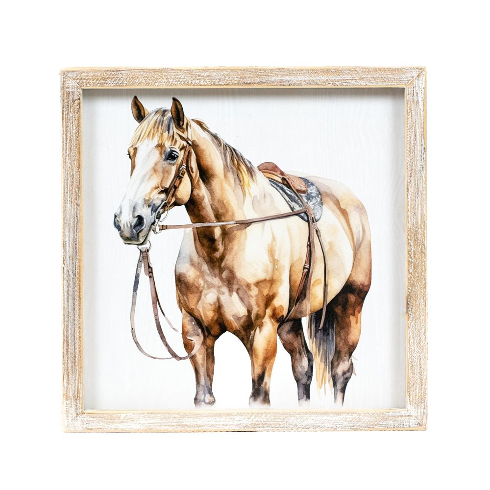 10x10x1.5 reversible wood frame sign (HORSE) multicolor Giddy Up Collection