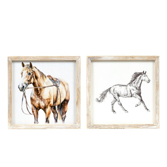 10x10x1.5 reversible wood frame sign (HORSE) multicolor Giddy Up Collection