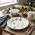 Ceramic Pine Tree Print Plate (Set of 4)