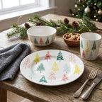 Ceramic Pine Tree Print Plate (Set of 4)