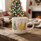 Ceramic Pine Tree Print Mug (Set of 4)