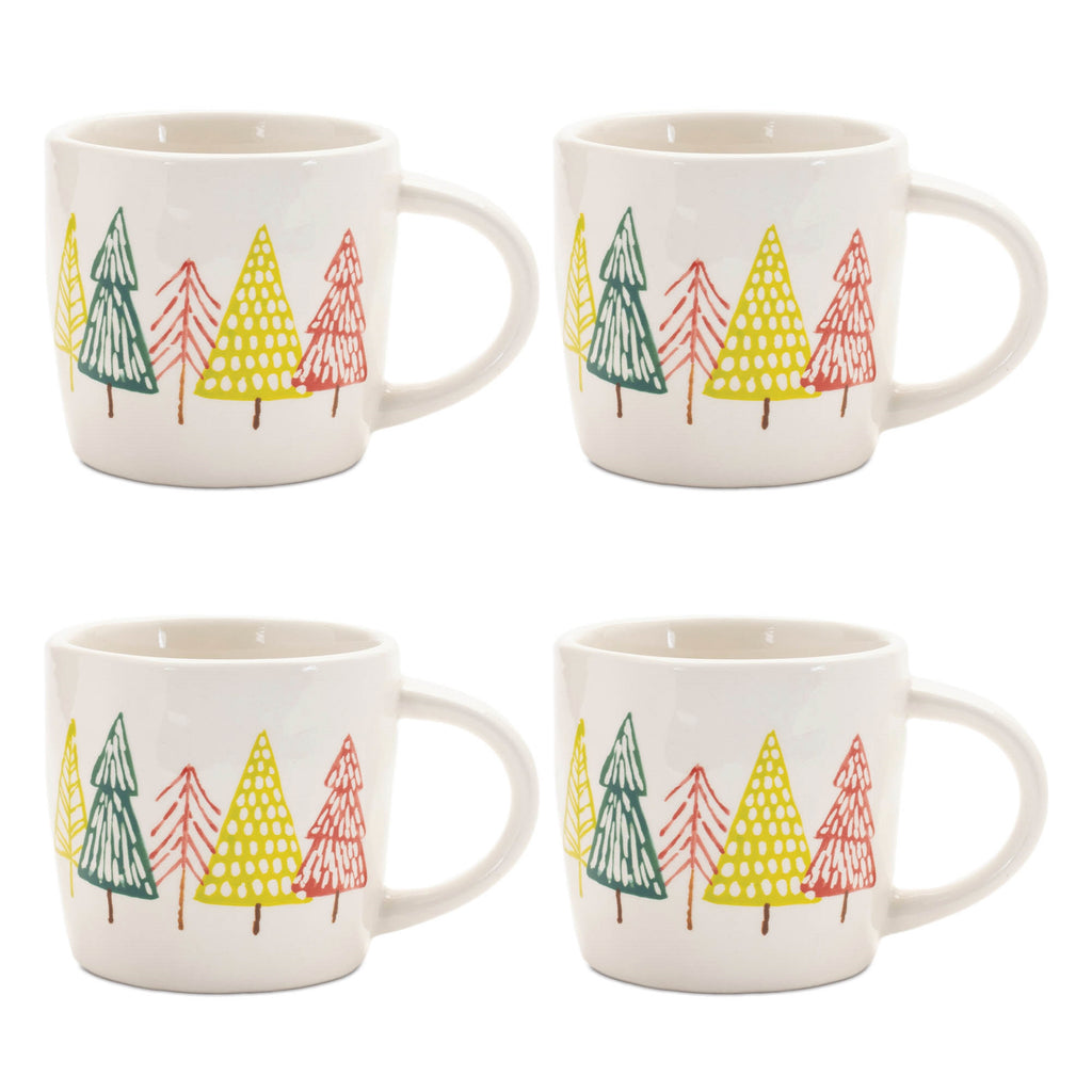 Ceramic Pine Tree Print Mug (Set of 4)