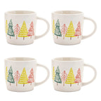 Ceramic Pine Tree Print Mug (Set of 4)