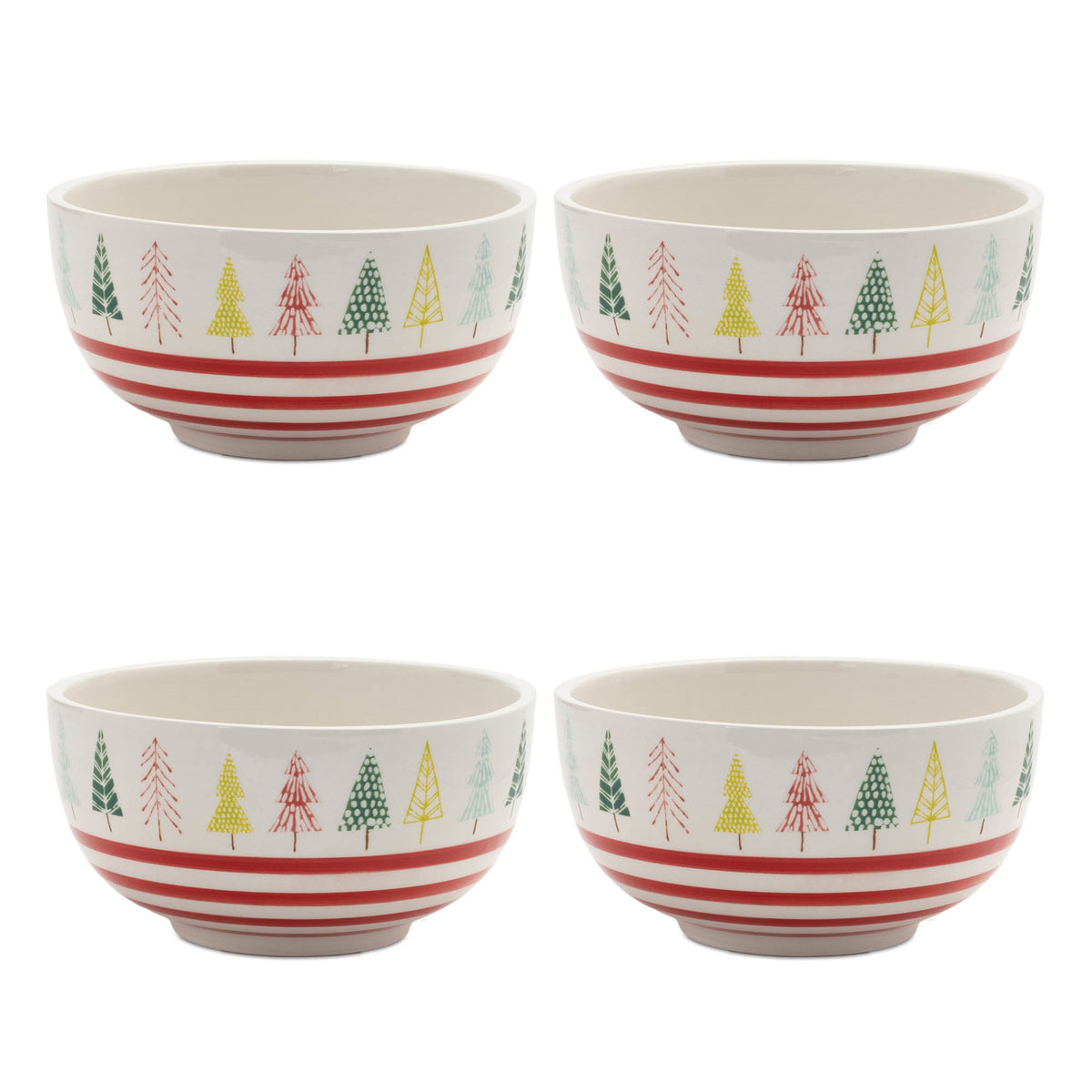 Ceramic Pine Tree Print Bowl (Set of 4)
