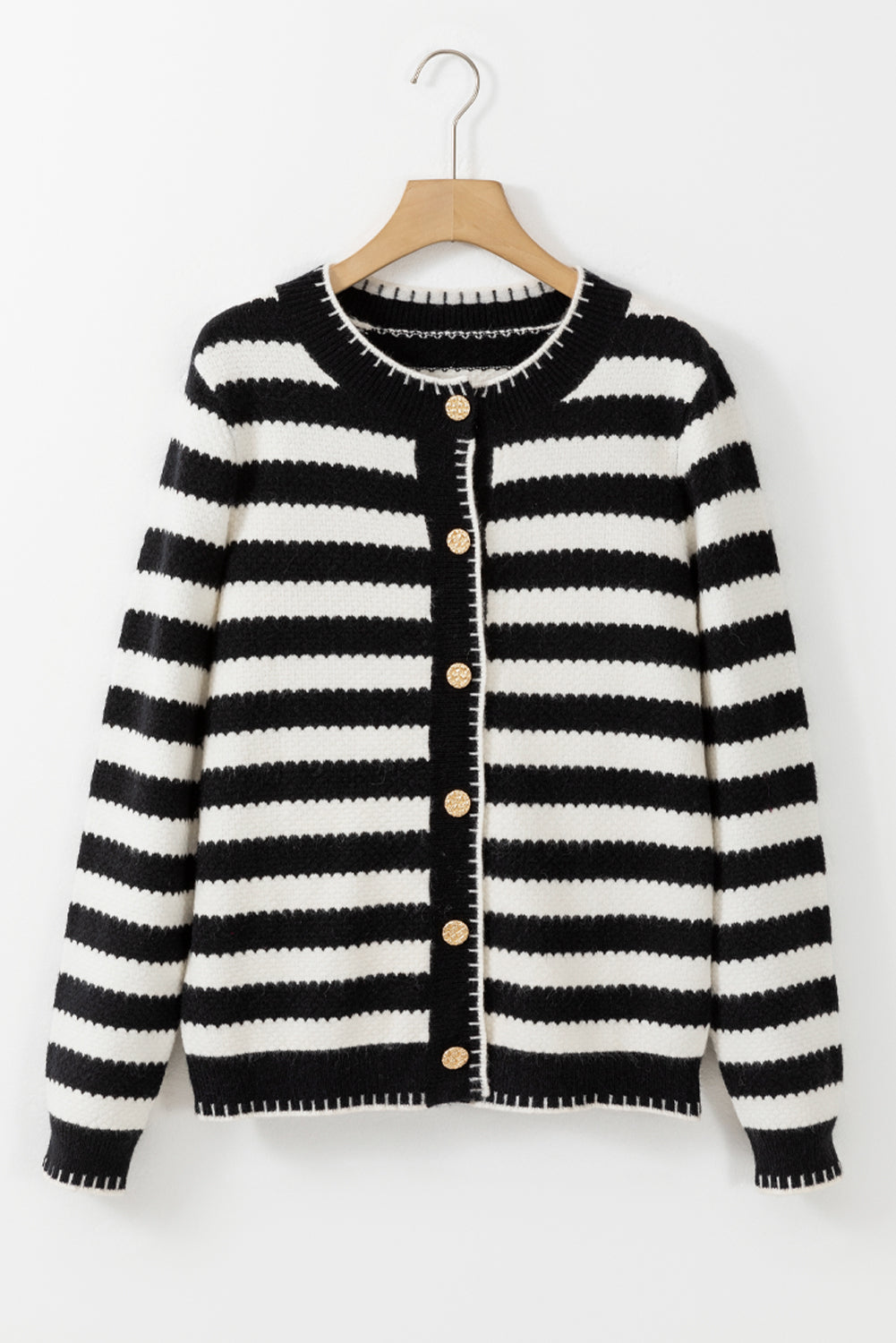 Stripe Buttoned Cardigan Sweater