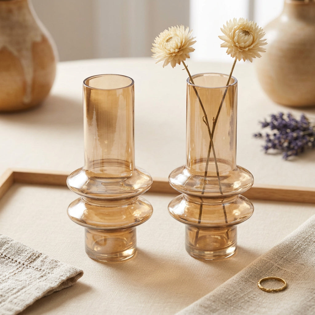 Modern Glass Cylinder Vase (Set of 2)