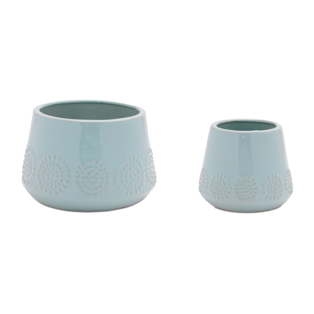 Ceramic Starburst Pattern Planter (Set of 2)