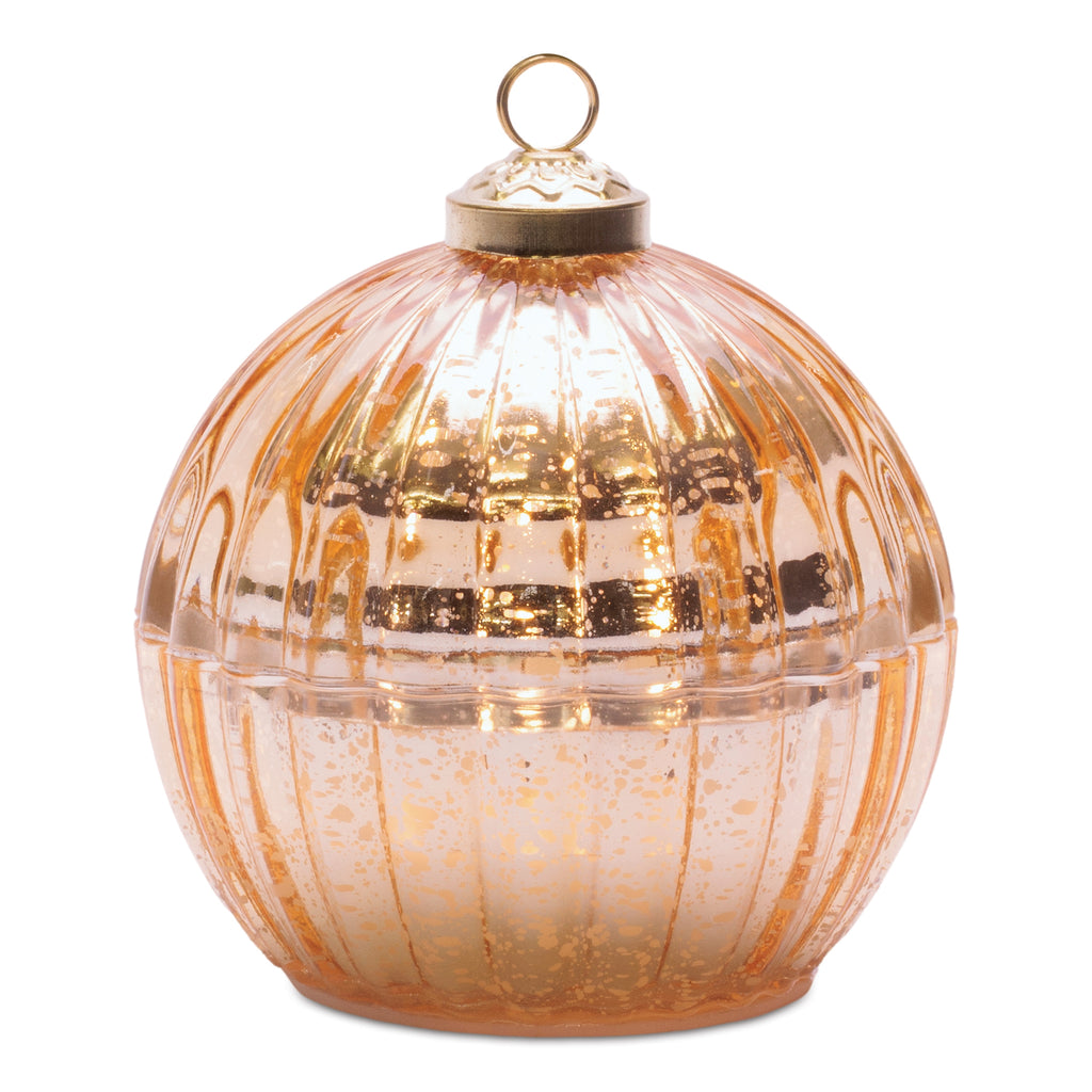Glass Ornament with LED Candle Inside 4"D