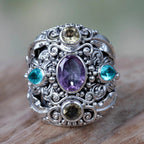 Vintage Amethyst-Inspired Filigree Ring